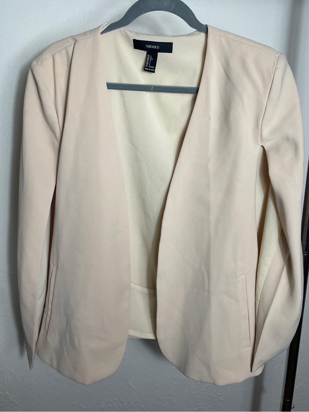 Cream Open-Front Cape Blazer